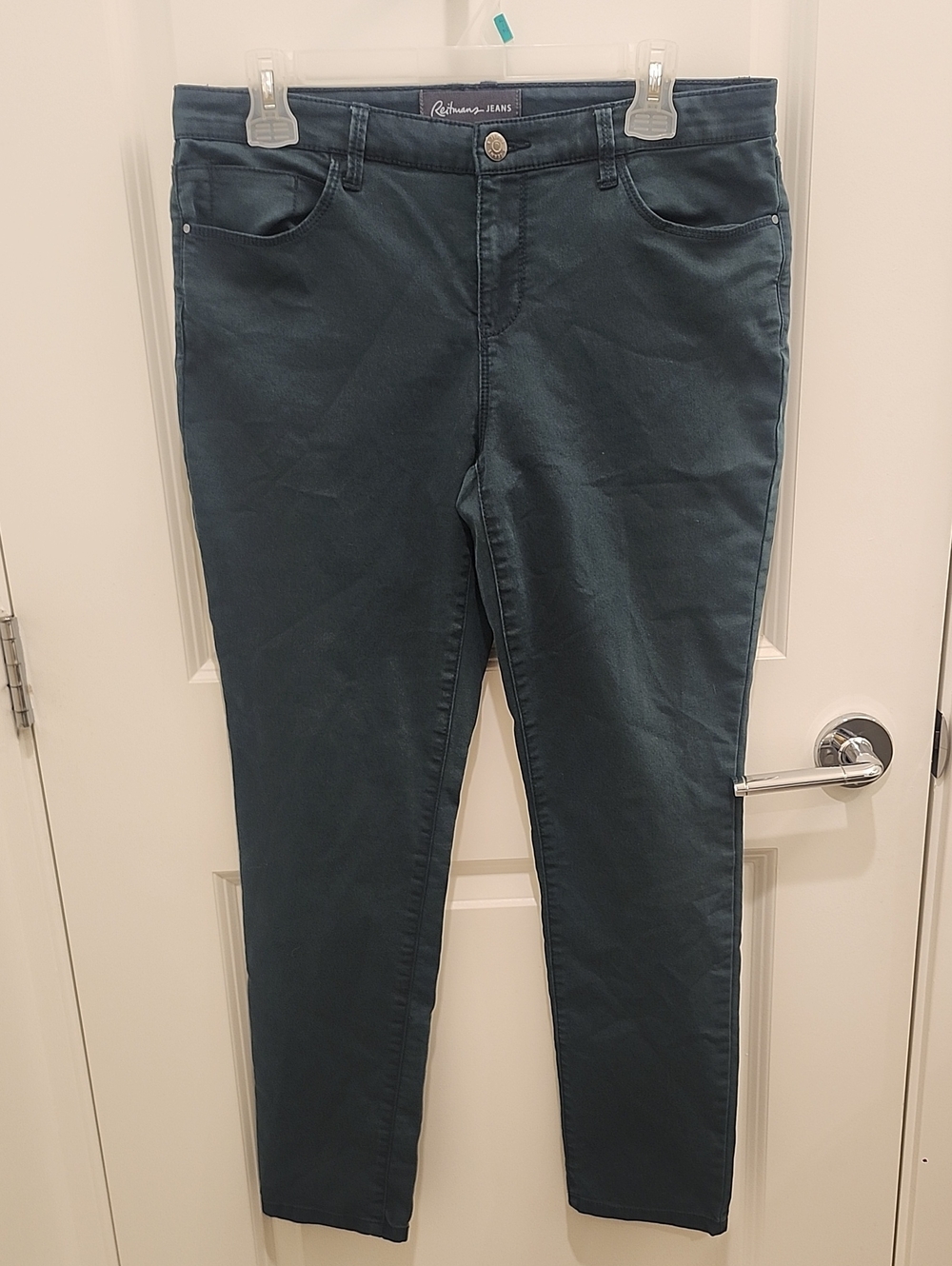 Reitmans Jeans Dark Teal Skinny Jeans Cotton Blend Womens Size 10 Petite